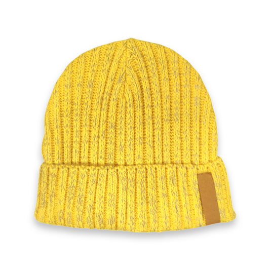 4. Gul navnehue, 4 Edition, strikket med refleks 2-5 år